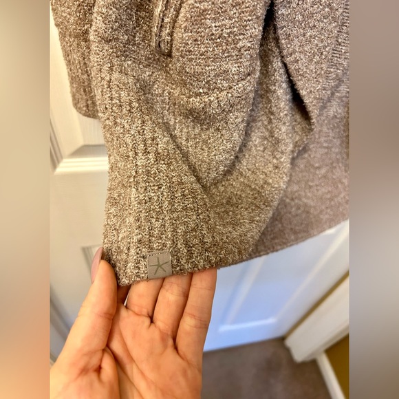 Barefoot Dreams CozyChic Lite Circle Cardigan in Heather Cocoa/Pearl (Rare) - Picture 9 of 12